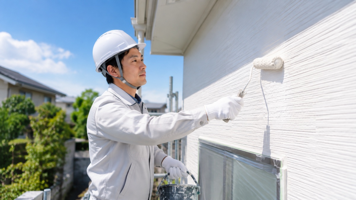 住宅の外壁を塗装する職人のイメージ
